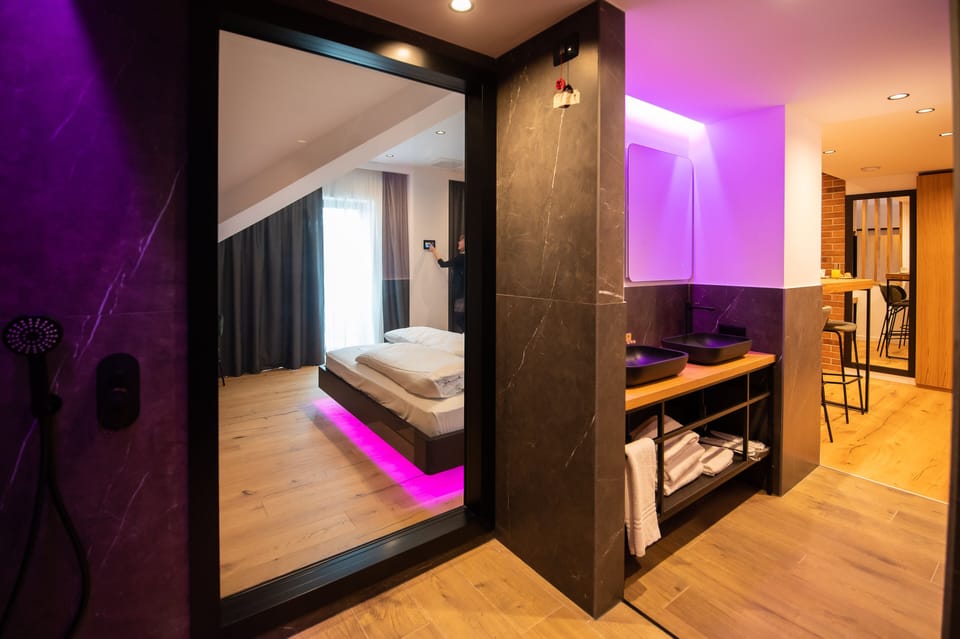Premium Studio | Bathroom | Free toiletries, hair dryer, bathrobes, slippers