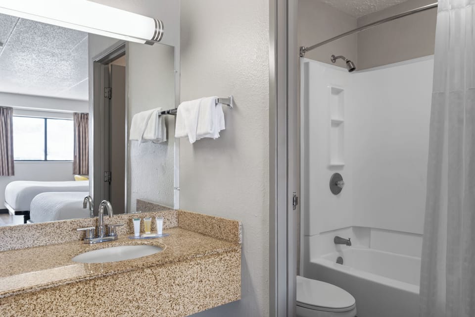 Room, 1 Queen Bed, Non Smoking | Bathroom | Combined shower/tub, free toiletries, hair dryer, towels