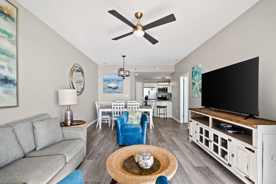 Condo, 2 Bedrooms, Balcony, Beachfront | Living area | Flat-screen TV, DVD player