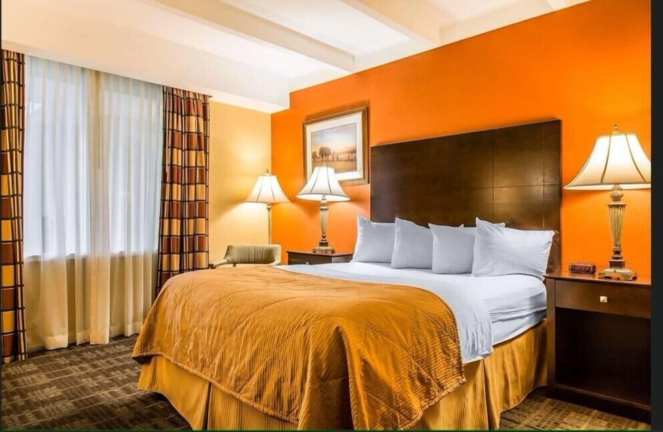 Desk, blackout drapes, iron/ironing board, free WiFi