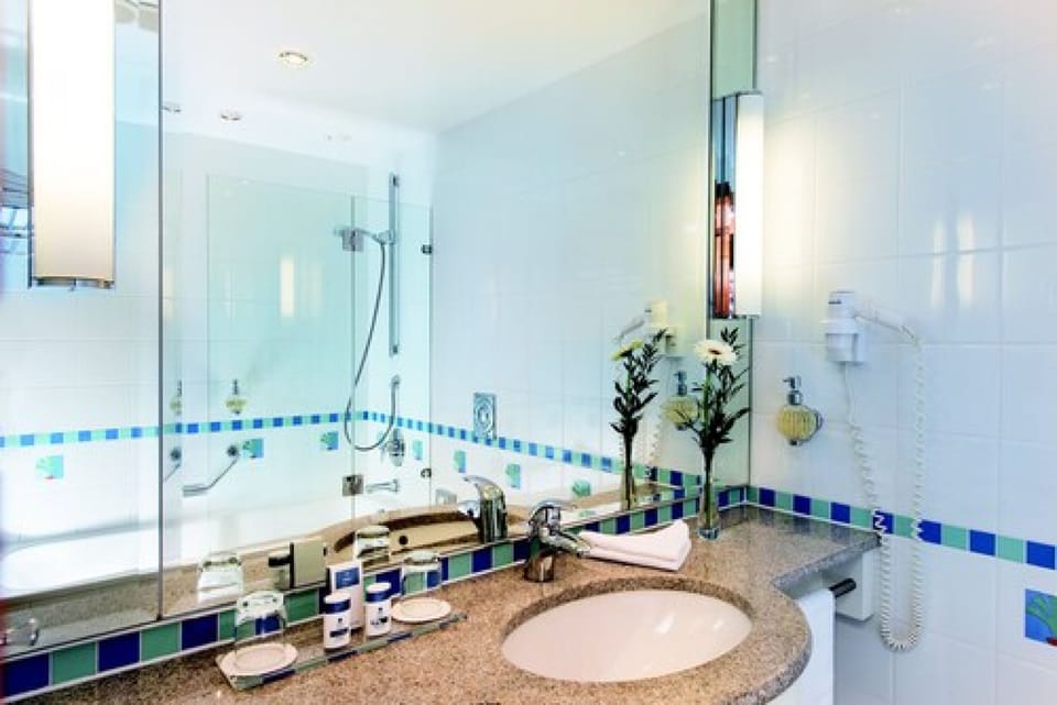 Shower, free toiletries, hair dryer, bathrobes