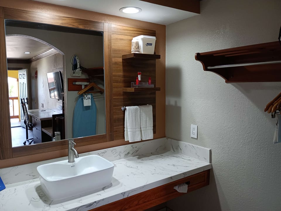 Room, 2 Double Beds | Bathroom | Free toiletries, hair dryer, towels