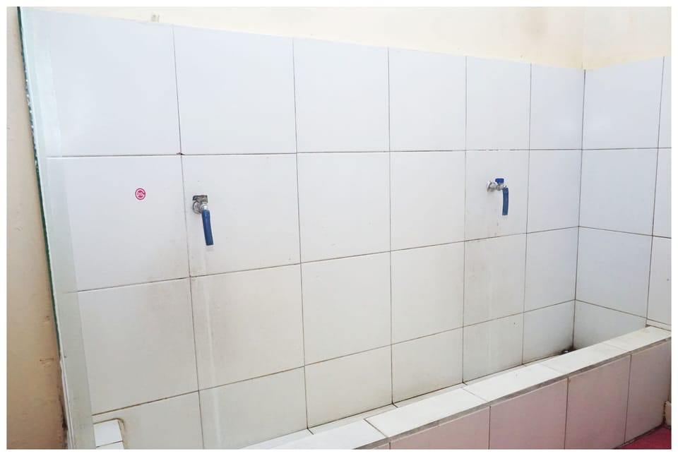 Shower, rainfall showerhead, bidet, towels