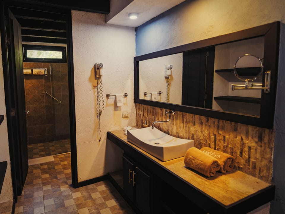 Suite, Terrace, River View | Bathroom | Shower, rainfall showerhead, designer toiletries, hair dryer