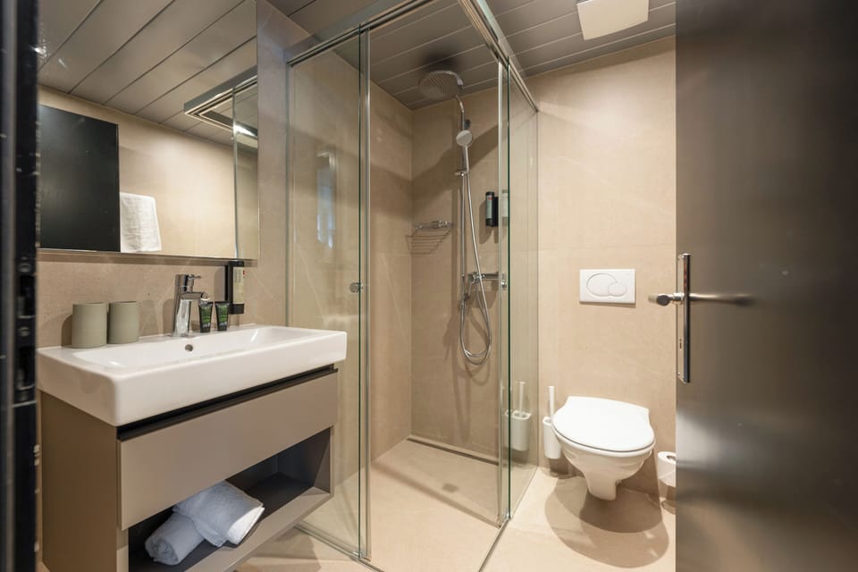 Suite | Bathroom | Hair dryer, towels, soap, shampoo