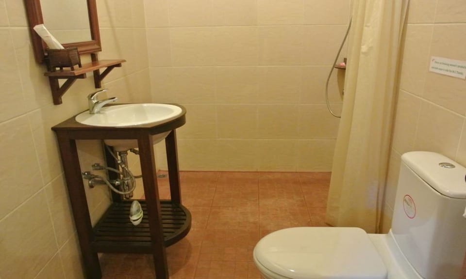 Shower, free toiletries, slippers, bidet