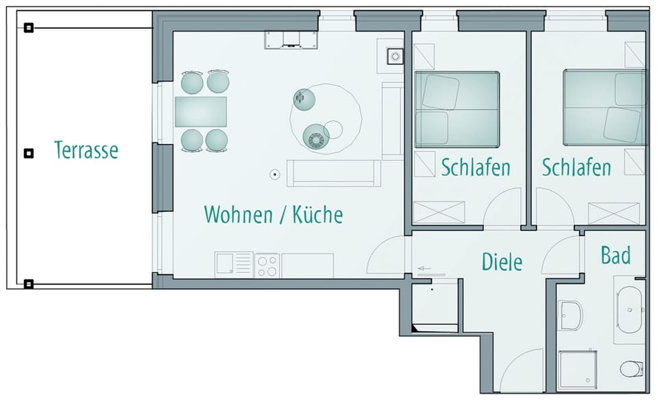 Apartment, 2 Bedrooms (Grosses Meer) | Living area | 32-inch TV with satellite channels, fireplace, DVD player