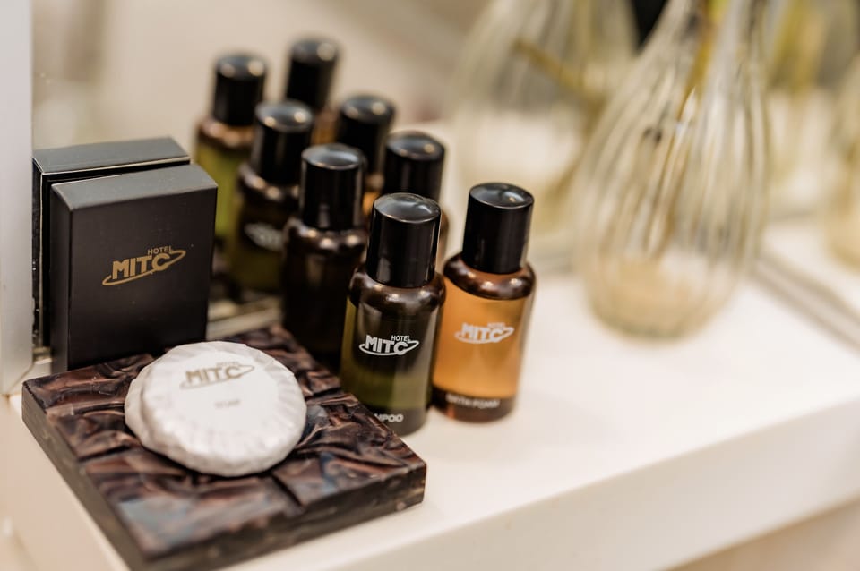 Shower, free toiletries, bidet, towels