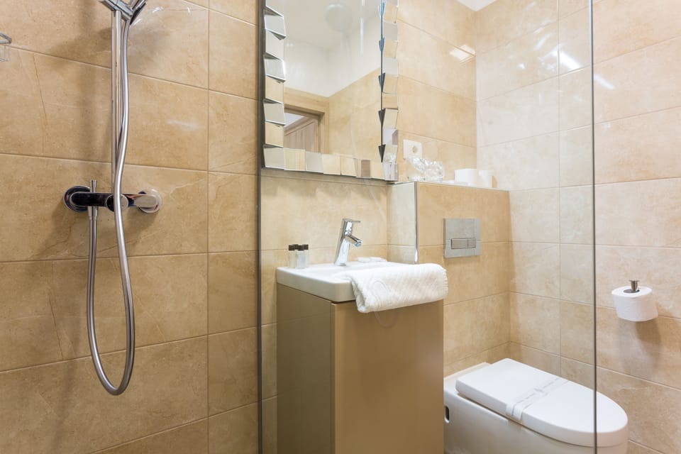 Deluxe Double Room | Bathroom | Shower, free toiletries, hair dryer, slippers