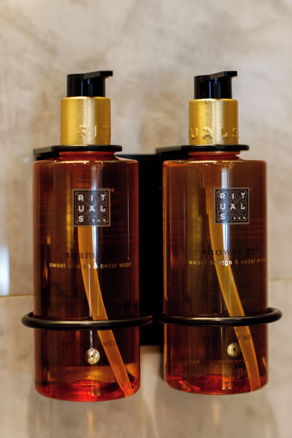 Designer toiletries, hair dryer, bidet, towels