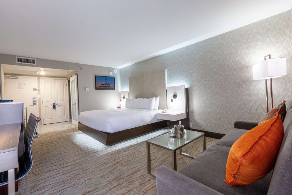 Flat-screen TV, video-game console, pay movies