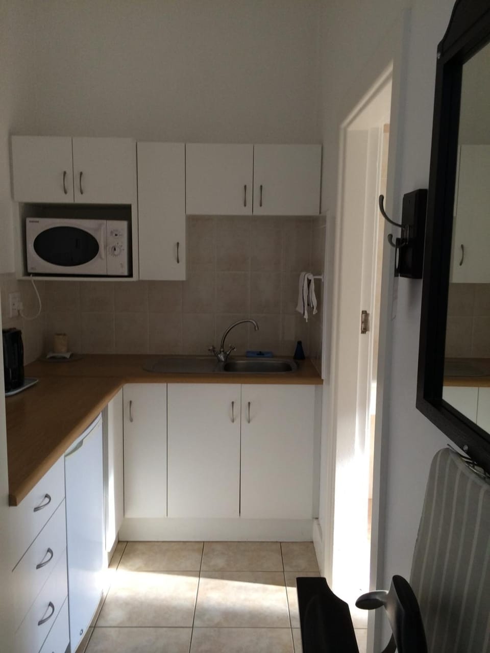 Fridge, microwave, coffee/tea maker