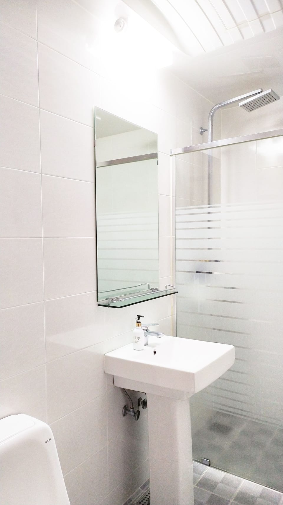 Shower, slippers, towels