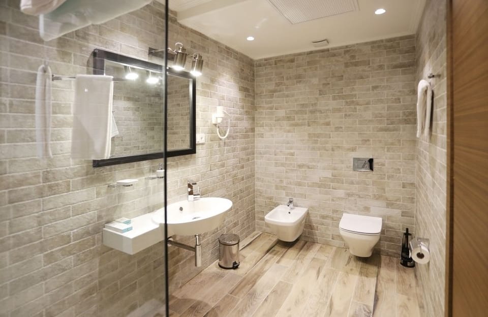 Shower, free toiletries, hair dryer, bathrobes