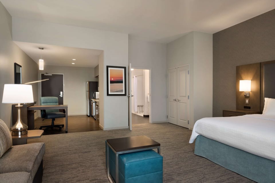 Studio, 1 King Bed, Accessible (Mobility & Hearing, Roll-in Shower) | Private kitchen | Full-size fridge, microwave, stovetop, dishwasher