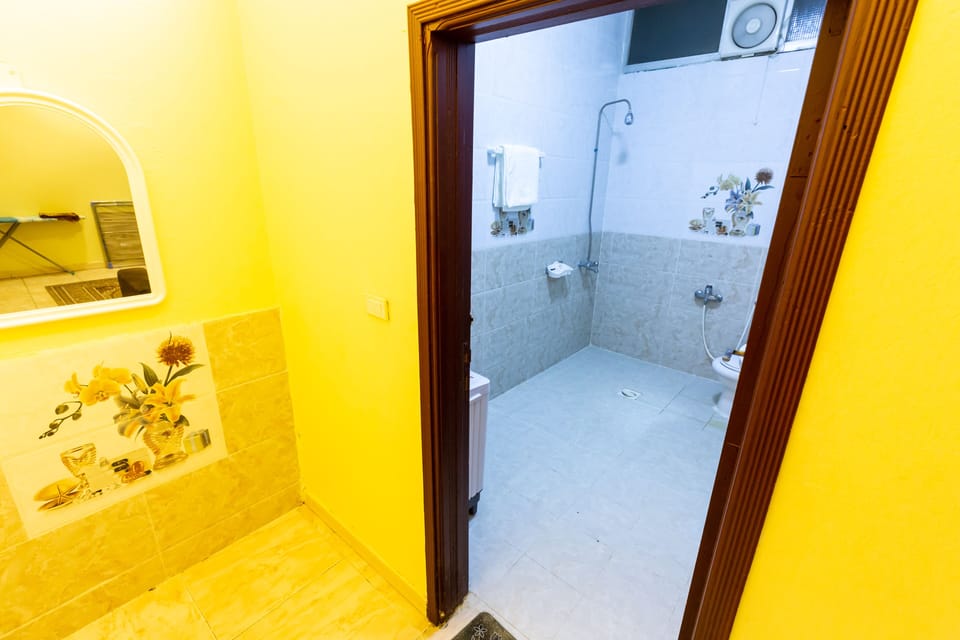Shower, free toiletries, towels
