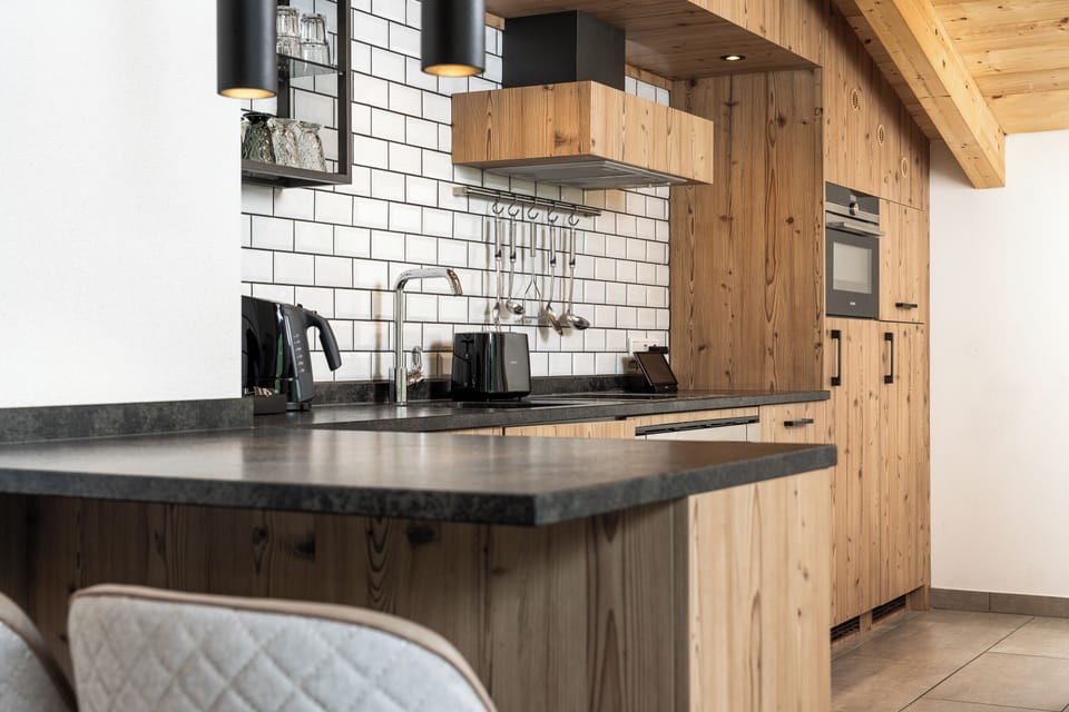 3-bedroom penthouse with private sauna | Private kitchen | Espresso maker, coffee/tea maker, electric kettle, highchair