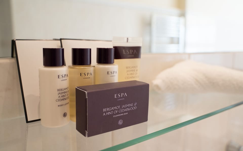 Free toiletries, hair dryer, bathrobes, towels