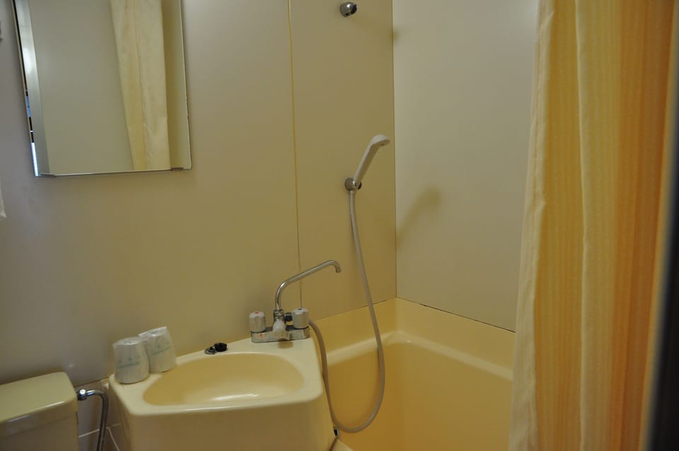 Shower, free toiletries, hair dryer, slippers