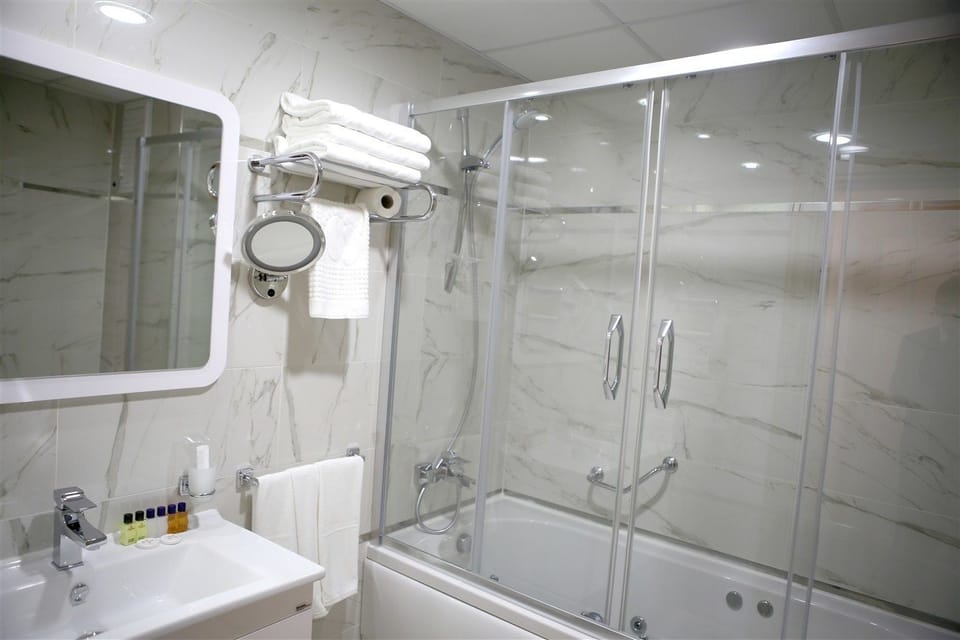 Free toiletries, hair dryer, slippers, towels