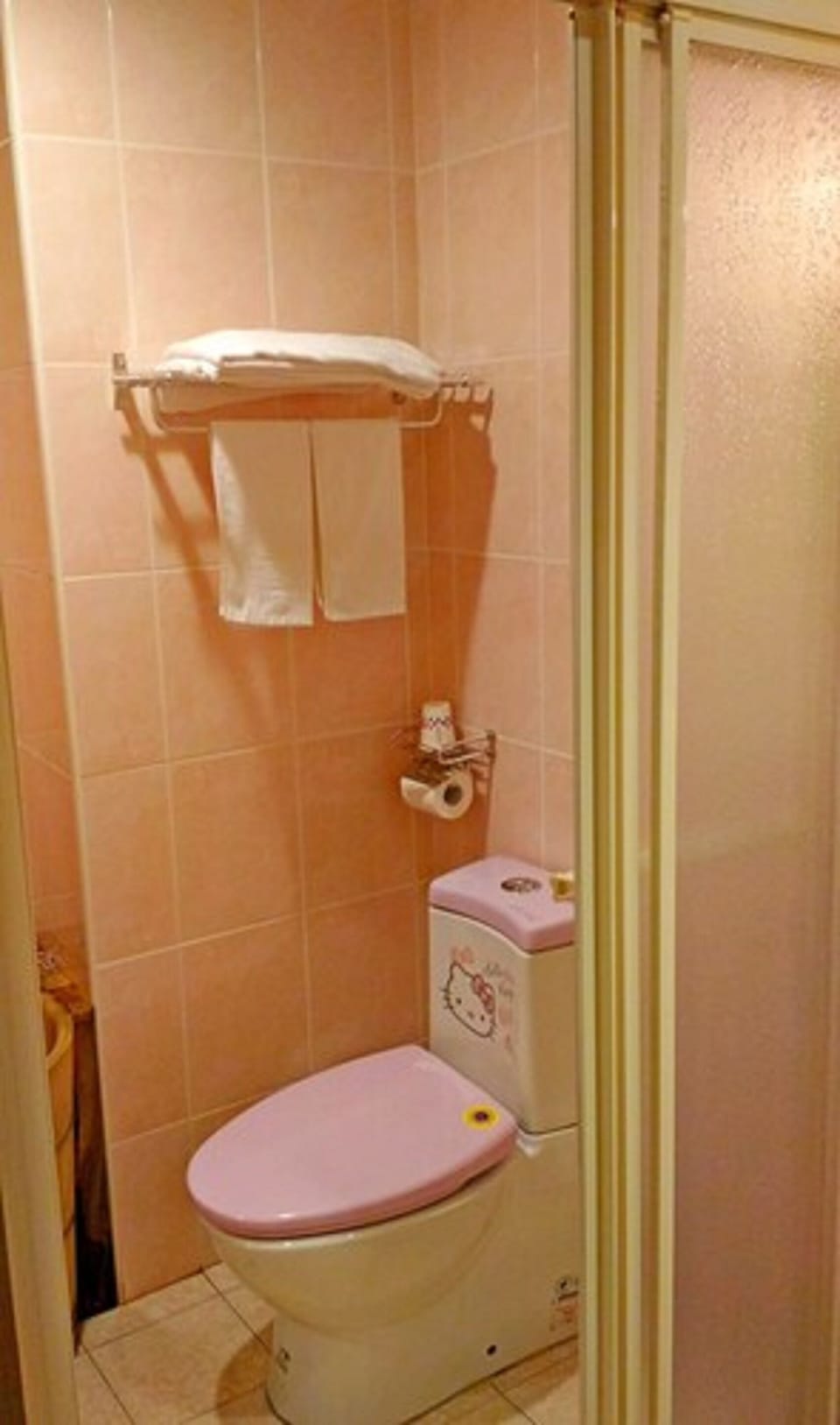 Combined shower/tub, free toiletries, hair dryer, slippers
