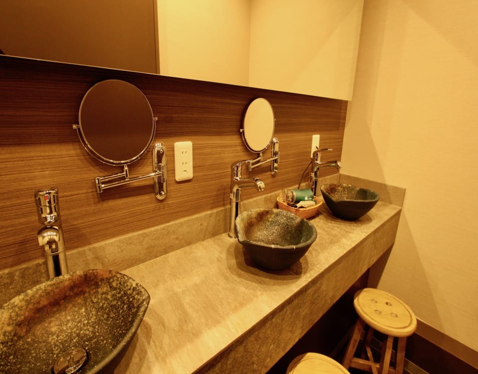 Shower, hair dryer, slippers, bidet