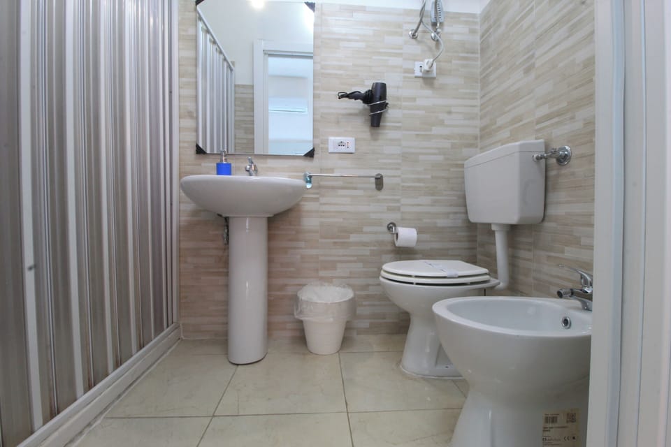 Shower, free toiletries, hair dryer, bidet