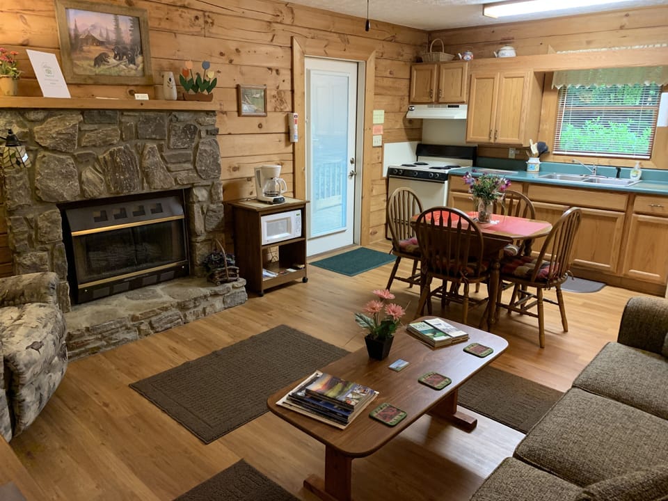 Cabin #2 | Living area | Fireplace