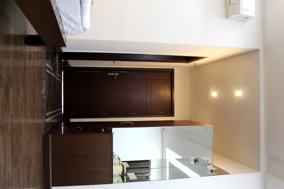 Desk, blackout drapes, soundproofing, iron/ironing board