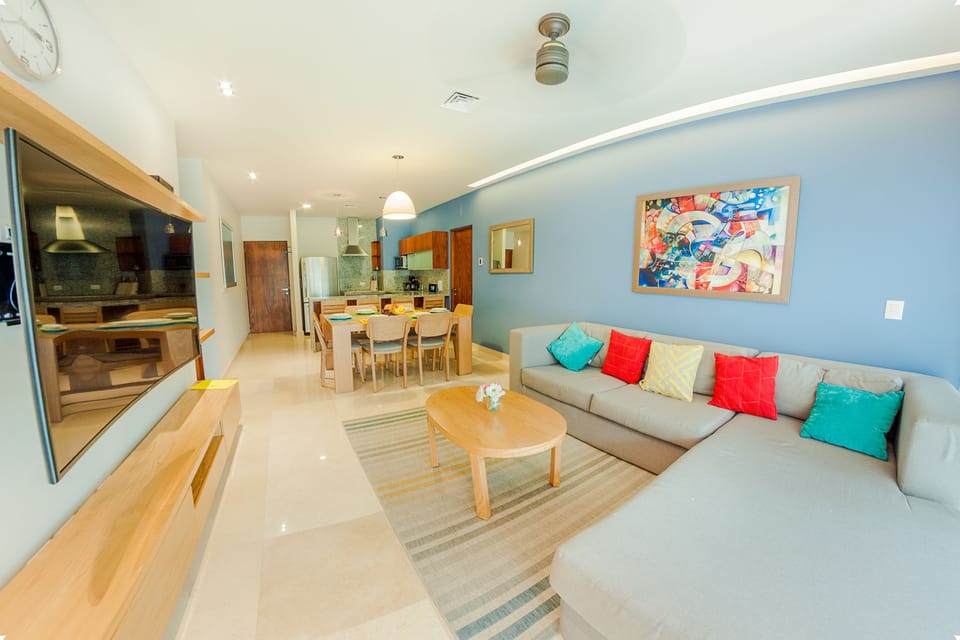 Deluxe Triple Room, 3 Bedrooms, Private Pool | Living area | Flat-screen TV