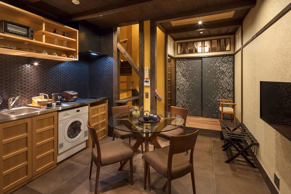 Private Machiya Townhouse (2 Single Beds and 2 Japanse Futon) | Private kitchen | Fridge, microwave, stovetop, coffee/tea maker