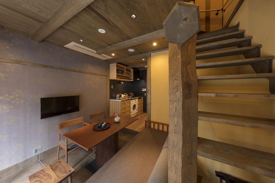 Private Machiya Townhouse (3 Single Beds and 1 Japanse Futon) | Living area | Flat-screen TV