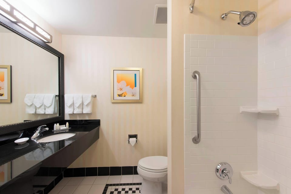 Free toiletries, hair dryer, towels