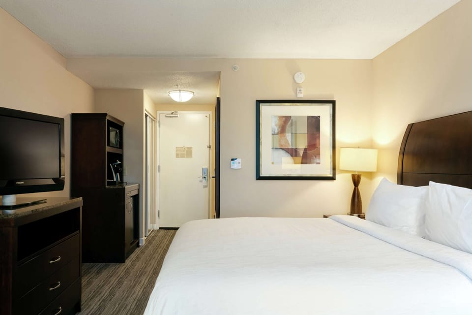 Premium bedding, down comforters, desk, laptop workspace