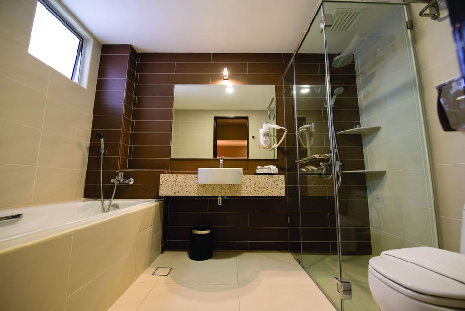 Lotus Suite | Bathroom | Shower, free toiletries, hair dryer, towels