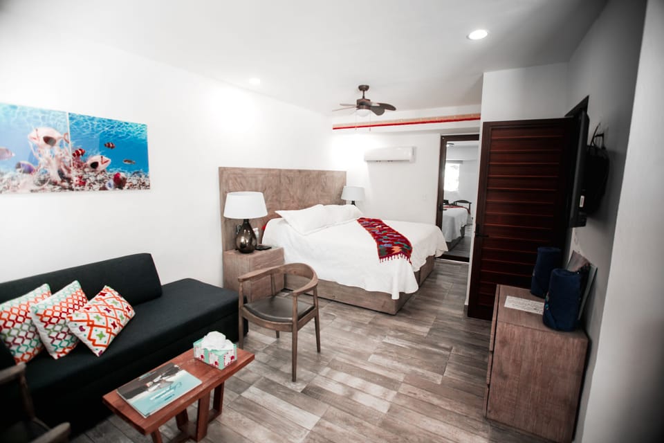 1 bedroom, laptop workspace, blackout drapes, iron/ironing board