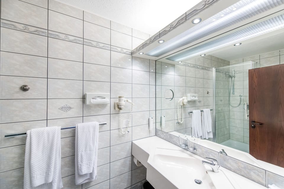 Comfort Double Room | Bathroom | Shower, free toiletries, hair dryer, towels