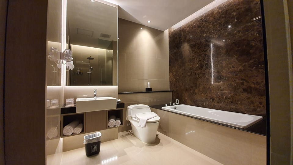 Junior Suite | Bathroom | Shower, free toiletries, hair dryer, slippers