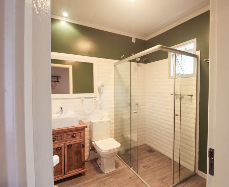 Standard Double Room | Bathroom | Shower, hair dryer, towels, soap