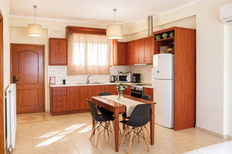 Basic Apartment, 2 Bedrooms (Aphrodite) | Private kitchen | Coffee/tea maker, full-size fridge, microwave, oven