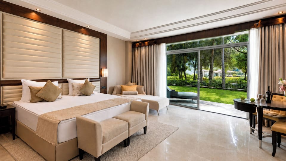 Frette Italian sheets, premium bedding, Tempur-Pedic beds, minibar
