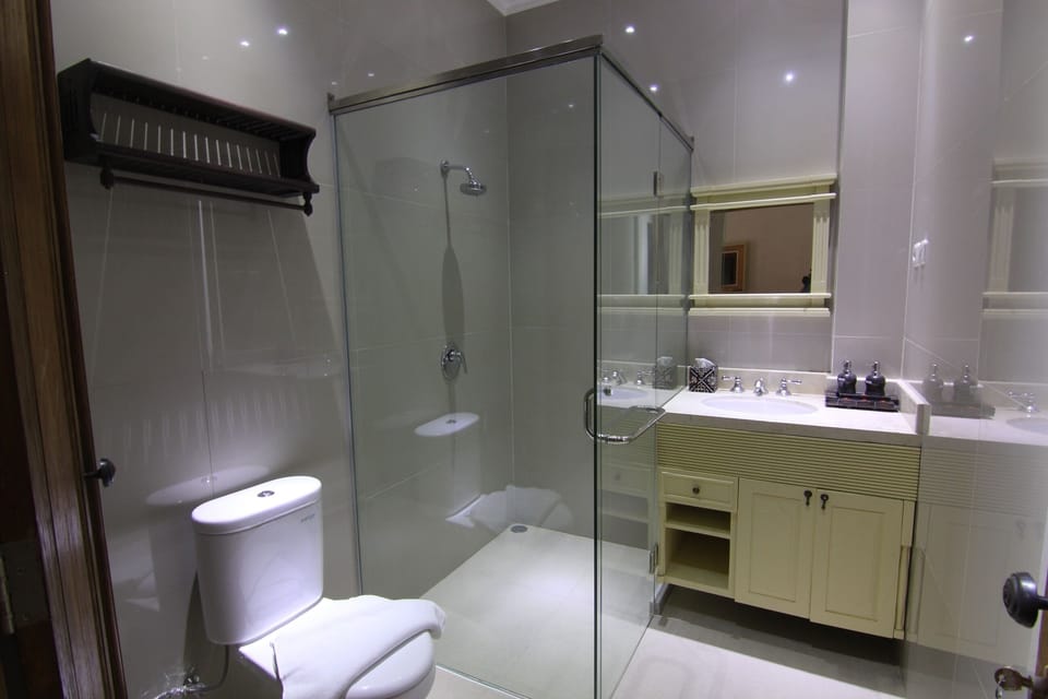 Deluxe Twin Room | Bathroom | Shower, free toiletries, slippers, towels