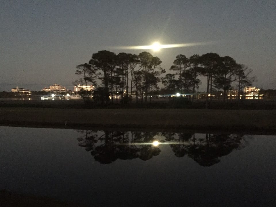 Rising Moon at Rising Joy. Back deck view, 12/29/2020. 