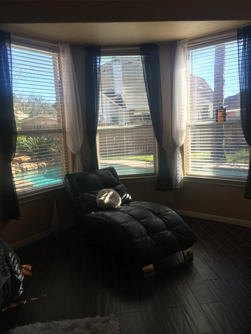 Master bedroom with pool view
