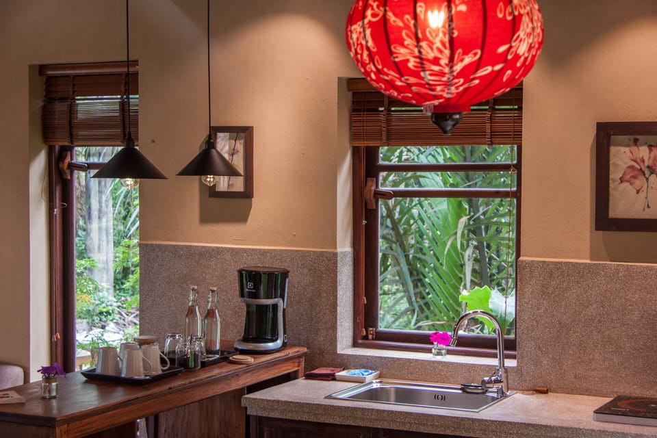 Mangala Coco River Family Villa | Private kitchen | Coffee/tea maker, electric kettle, eco-friendly cleaning products