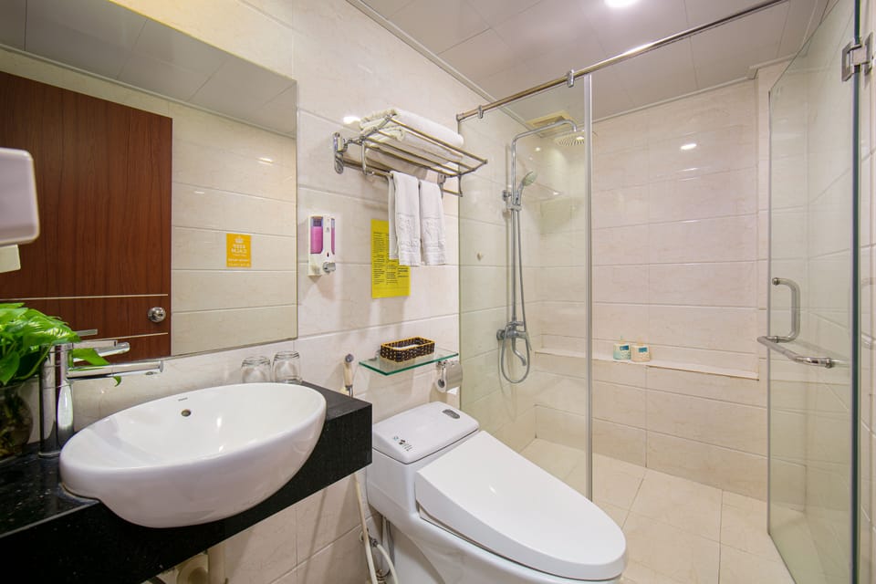 Free toiletries, hair dryer, bathrobes, slippers