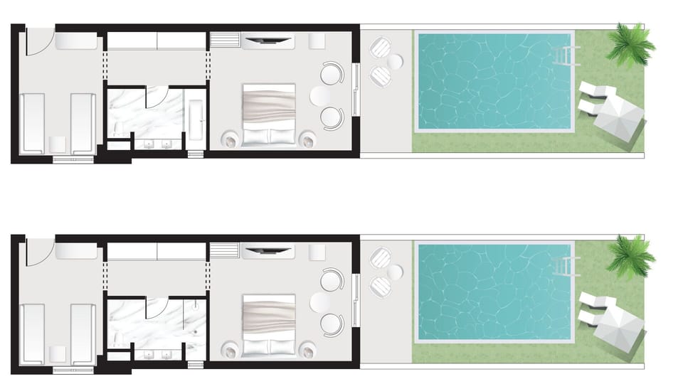 Famous Family Bungalow Sea View, Private Pool | Premium bedding, free minibar items, in-room safe, desk