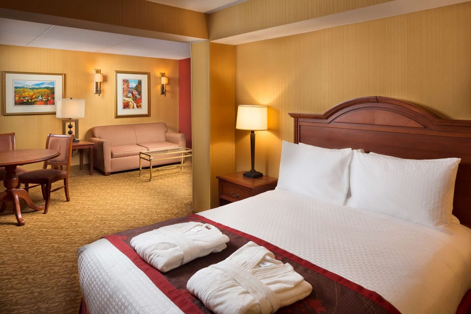 Junior Suite One Queen and One Sofa Bed | Living area | 37-inch flat-screen TV with cable channels, TV, video-game console