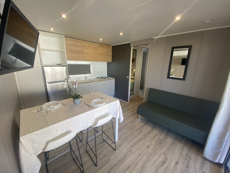 Premium Mobile Home, 2 Bedrooms, 2 Bathrooms | Living area | Table tennis