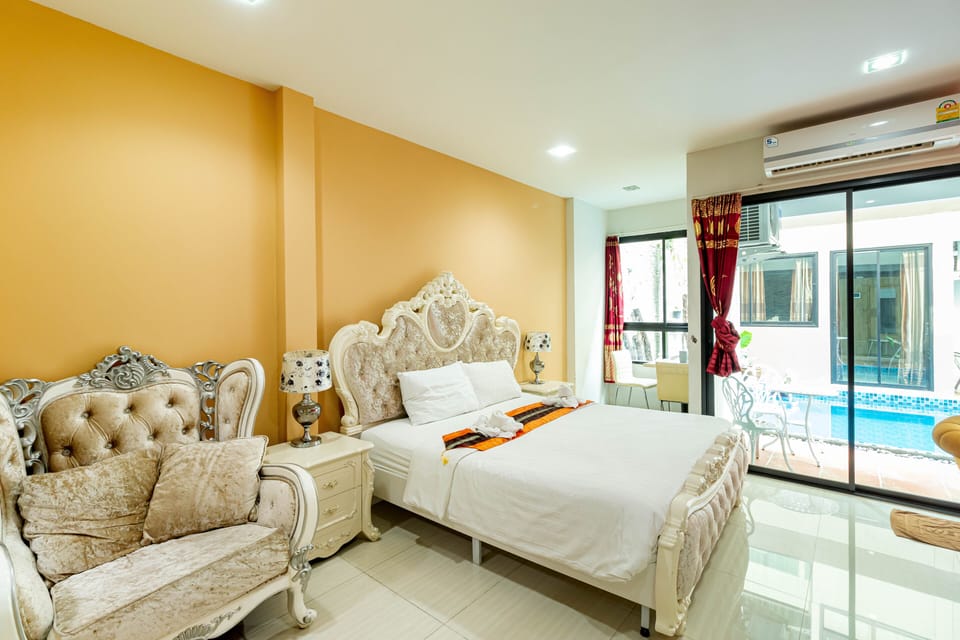 Double Room, Pool View | Desk, laptop workspace, blackout drapes, free WiFi